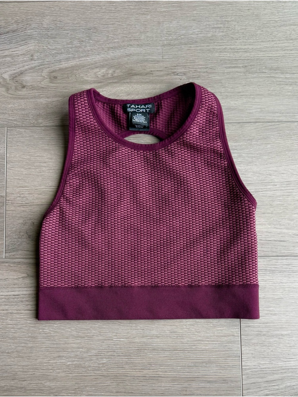 Tahari Sport Textured Cropped Tank - Burgundy